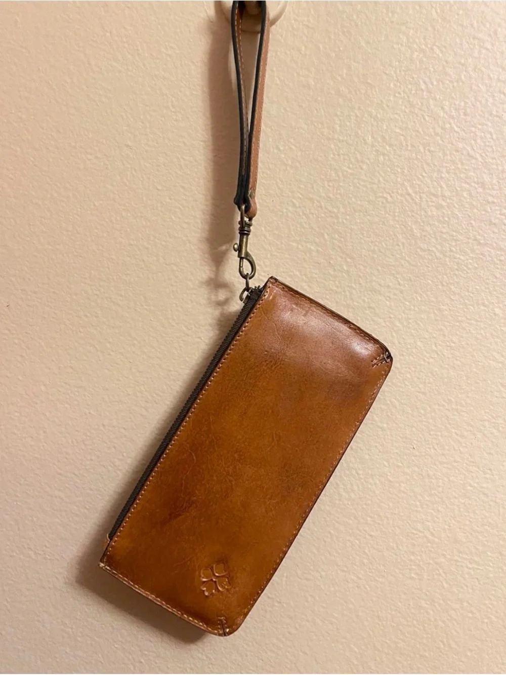 Patricia Nash Tooled Leather Wristlet in Tan